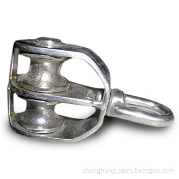 Welded Swivel Eye Pulley with Double Sheave Stamped, Made of 304 and 316 AISI Stainless Steel